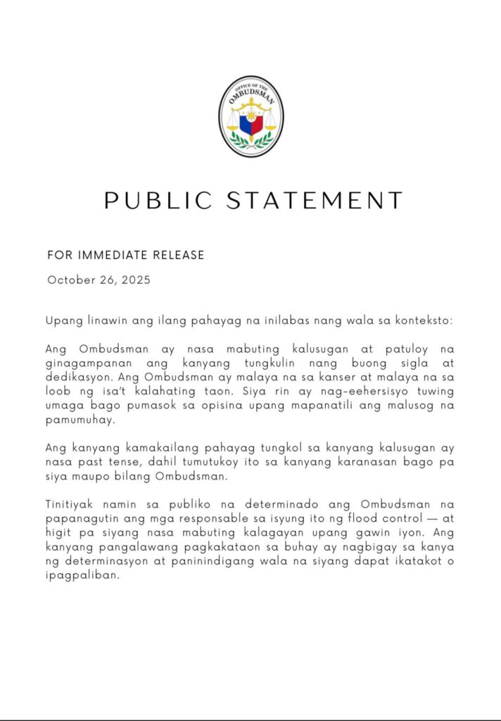 Ombudsman's Office Statement