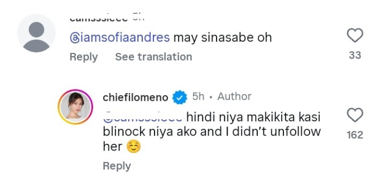 chie filomeno comment