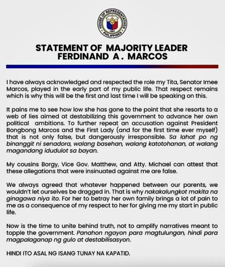 sandro marcos statement