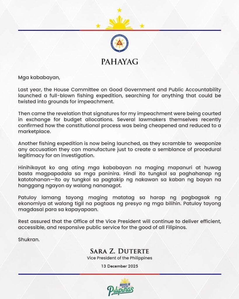 Sara Duterte Statement