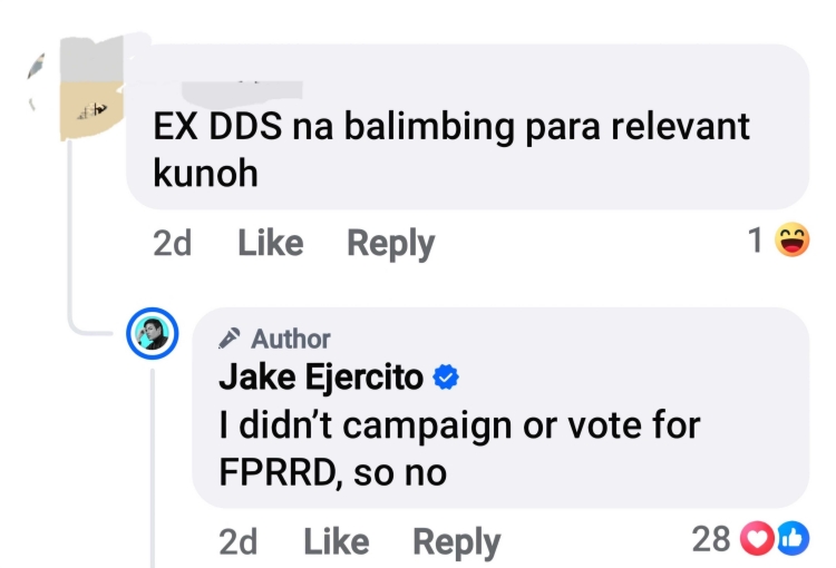 jake ejercito comments