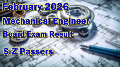Mechanical Engineer Board Exam Result February 2026