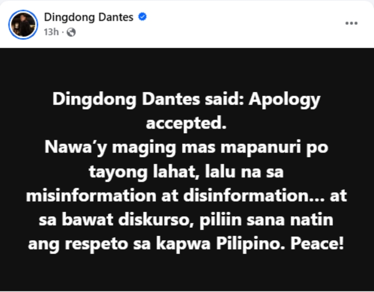dingdong dantes post 2