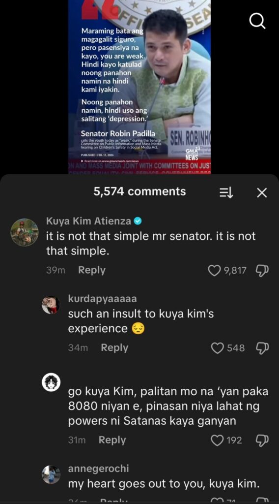 kim atienza comment