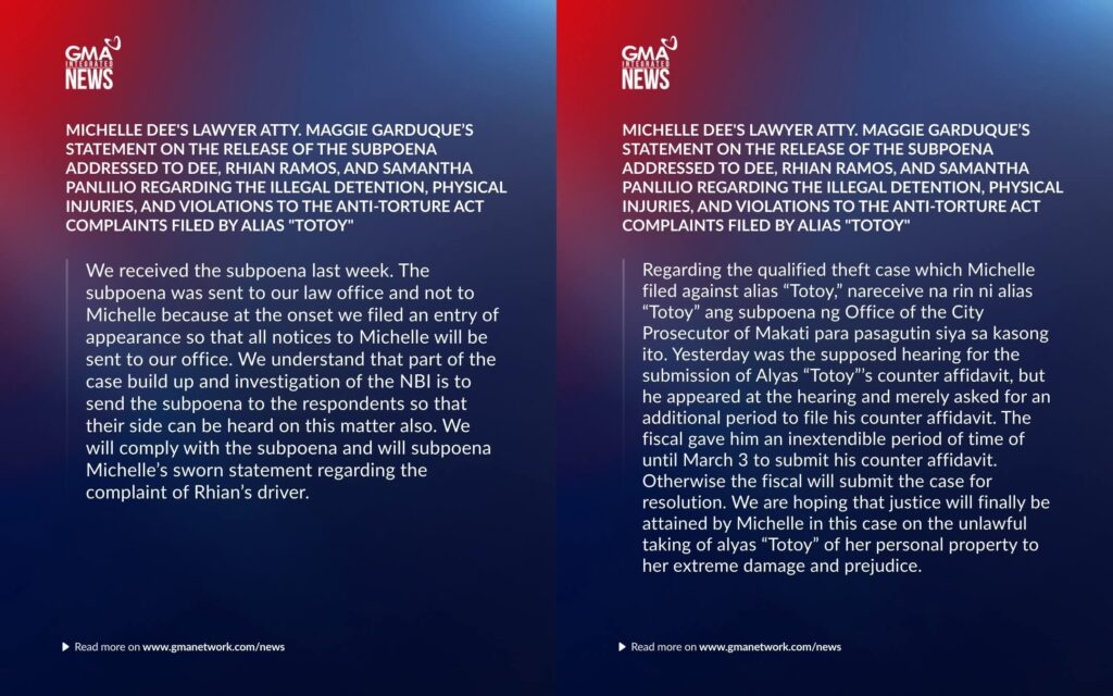 michelle dee statement