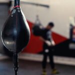 Boxing speed bag in training gym