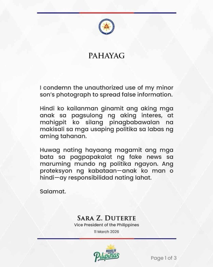 Sara Duterte Statement