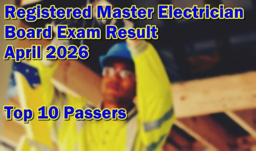 Registered Master Electrician Board Exam Result April 2026