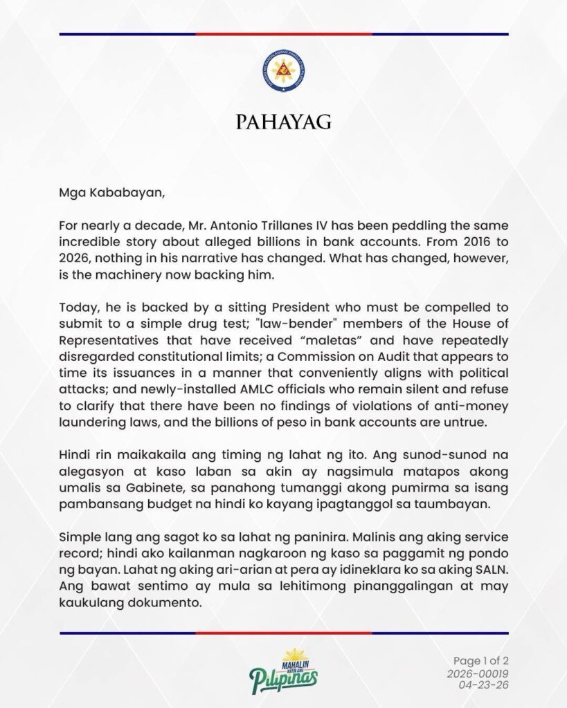 Sara Duterte Statement 