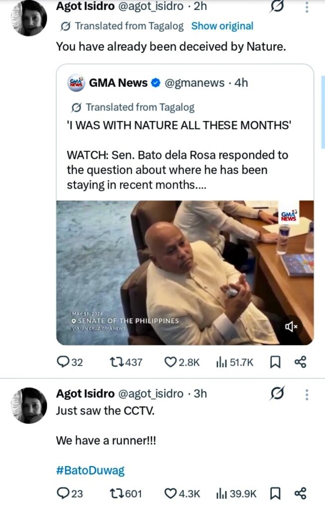 bato dela rosa comment agot isidro