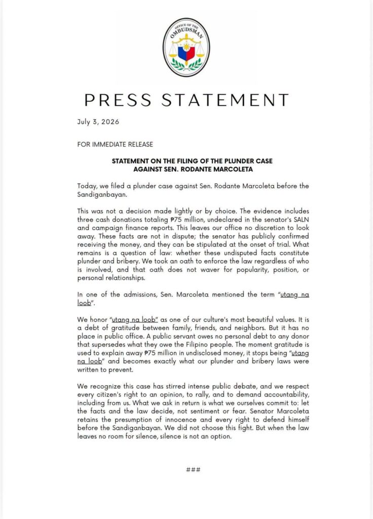 Ombudsman Statement
