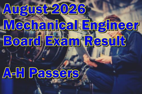 Mechanical Engineer Board Exam Result August 2026