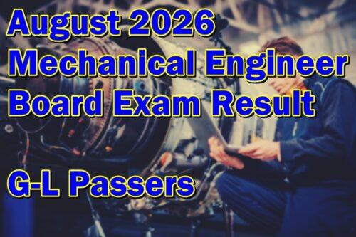Mechanical Engineer Board Exam Result August 2026