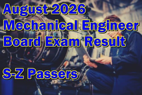 Mechanical Engineer Board Exam Result August 2026