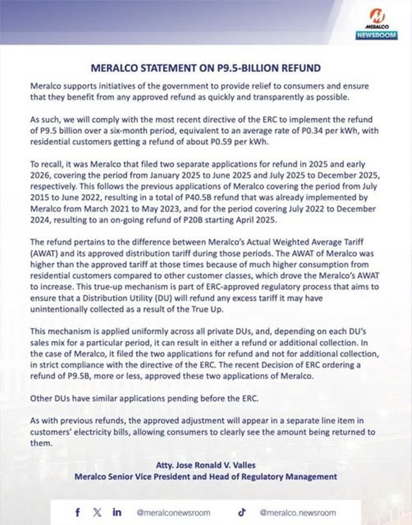 Meralco statement