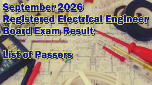 Registered Electrical Engineer Board Exam Result September 2026