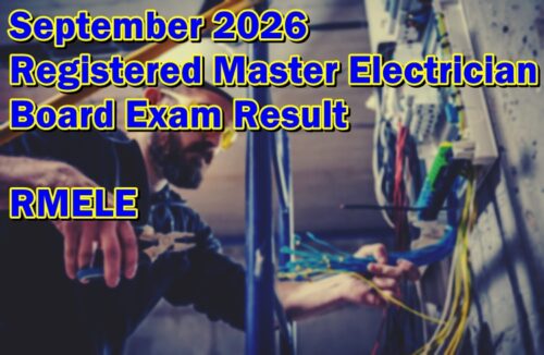 Registered Master Electrician Board Exam Result September 2026